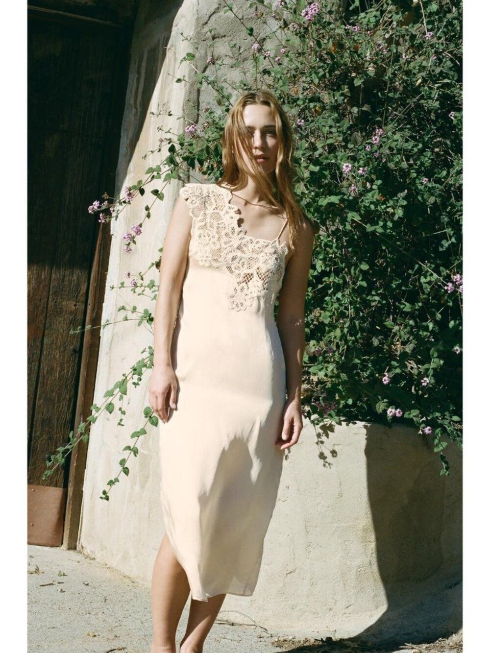 Zara Womens Dress XS Pink Asymmetrical Crochet Trim Midi Cocktail 6895/903 NWT